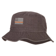 Thin Orange Line USA Flag Embroidered Bucket Hat