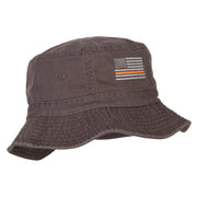 Thin Orange Line USA Flag Embroidered Bucket Hat