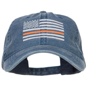 Thin Orange Line Silver USA Flag Embroidered Washed Cap