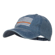 Thin Orange Line Silver USA Flag Embroidered Washed Cap