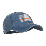 Thin Orange Line Silver USA Flag Embroidered Washed Cap