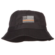 Thin Orange Line USA Flag Embroidered Bucket Hat