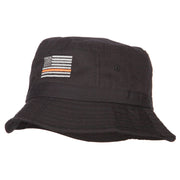 Thin Orange Line USA Flag Embroidered Bucket Hat