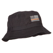 Thin Orange Line USA Flag Embroidered Bucket Hat