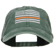 Thin Orange Line Silver USA Flag Embroidered Washed Cap