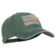 Thin Orange Line Silver USA Flag Embroidered Washed Cap