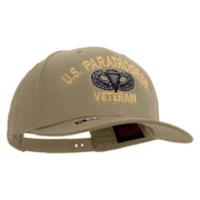 Licensed U.S Paratrooper Veteran Embroidered Solid Cotton Twill Pro Style Cap - Khaki OSFM