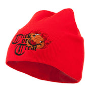 Trick or Treat Jack o Lantern Embroidered Short Beanie