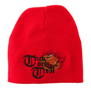 Trick or Treat Jack o Lantern Embroidered Short Beanie