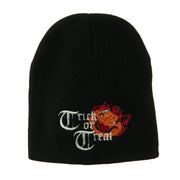 Trick or Treat Jack o Lantern Embroidered Short Beanie