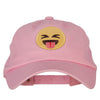 Tongue Out Emoji Patched Unstructured Washed Cap