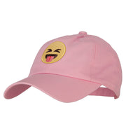 Tongue Out Emoji Patched Unstructured Washed Cap