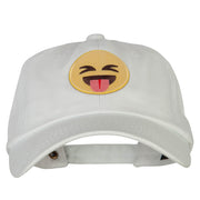 Tongue Out Emoji Patched Unstructured Washed Cap