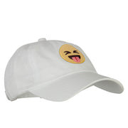 Tongue Out Emoji Patched Unstructured Washed Cap