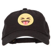 Tongue Out Emoji Patched Unstructured Washed Cap