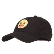 Tongue Out Emoji Patched Unstructured Washed Cap