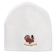 Turkey Pilgrim Embroidered Knitted Long Beanie