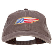 USA Flag Tennessee Map Embroidered Washed Buckle Cap