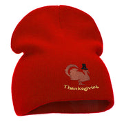 Turkey Pilgrim Embroidered Knitted Long Beanie