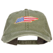 USA Flag Tennessee Map Embroidered Washed Buckle Cap