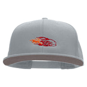 Fire Car Embroidered Superior Cotton Twill Flat Bill Snapback Prostyle Cap - Grey OSFM