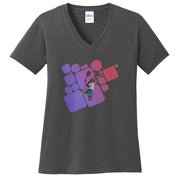 Tennis Player Serving Up Aces Graphic Design Ladies Big Size Port & Company Core Cotton V neck T-Shirt