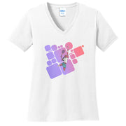 Tennis Player Serving Up Aces Graphic Design Ladies Big Size Port & Company Core Cotton V neck T-Shirt