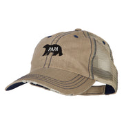 Papa Bear Embroidered Low Profile Cotton Mesh Cap