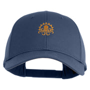 Steampunk Octopus Embroidered 6 Panel Low Profile Structured Baseball Cap - Navy OSFM