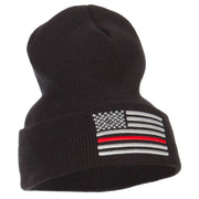 Thin Red Line USA Flag Embroidered Long Beanie