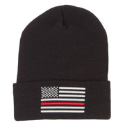 Thin Red Line USA Flag Embroidered Long Beanie