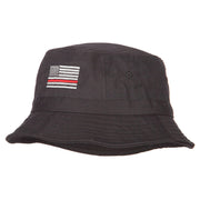 Thin Red Line USA Flag Embroidered Bucket Hat