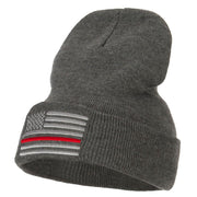 Thin Red Line USA Flag Embroidered Long Beanie