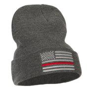 Thin Red Line USA Flag Embroidered Long Beanie