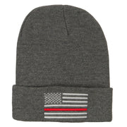 Thin Red Line USA Flag Embroidered Long Beanie