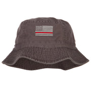 Thin Red Line USA Flag Embroidered Bucket Hat