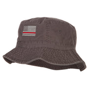 Thin Red Line USA Flag Embroidered Bucket Hat