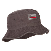 Thin Red Line USA Flag Embroidered Bucket Hat