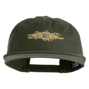 Circuit Chip Embroidered Unconstructed High Profile Cotton Flat Bill Cap - Olive OSFM