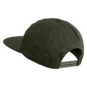 Circuit Chip Embroidered Unconstructed High Profile Cotton Flat Bill Cap - Olive OSFM