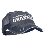 Not Retired Promoted Grandpa Embroidered Low Cotton Mesh Cap