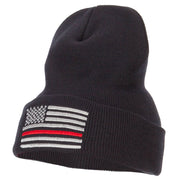 Thin Red Line USA Flag Embroidered Long Beanie