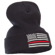 Thin Red Line USA Flag Embroidered Long Beanie