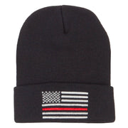 Thin Red Line USA Flag Embroidered Long Beanie