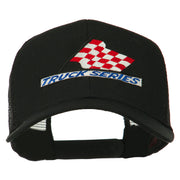 Truck Series Racing Flag Embroidered Mesh Back Cap