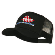 Truck Series Racing Flag Embroidered Mesh Back Cap