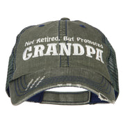 Not Retired Promoted Grandpa Embroidered Low Cotton Mesh Cap