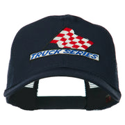 Truck Series Racing Flag Embroidered Mesh Back Cap