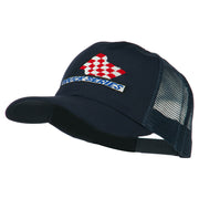 Truck Series Racing Flag Embroidered Mesh Back Cap