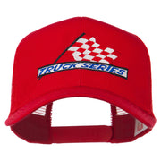 Truck Series Racing Flag Embroidered Mesh Back Cap